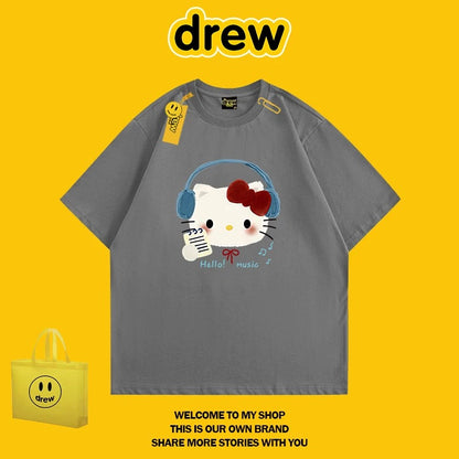 DREW HUSSRY unisex American trend brand Hello Kitty short-sleeved T-shirt couple tops