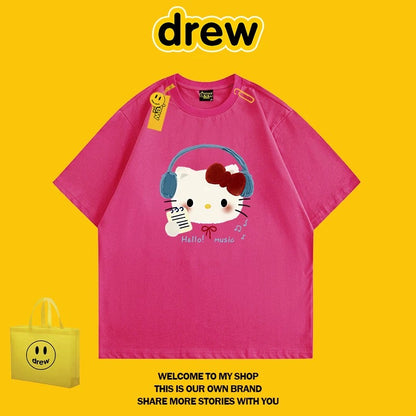 DREW HUSSRY unisex American trend brand Hello Kitty short-sleeved T-shirt couple tops