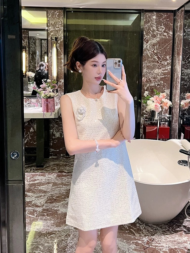 Light luxury small fragrant style sleeveless dress for women summer 2024 new temperament petite banquet dress OL skirt