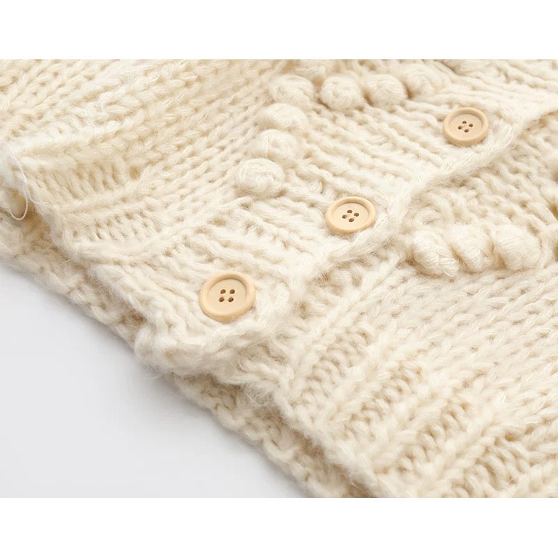 MMC European heavy industry handmade thick needle cherry knitted cardigan jacket sweater top sweet age reduction autumn and winter