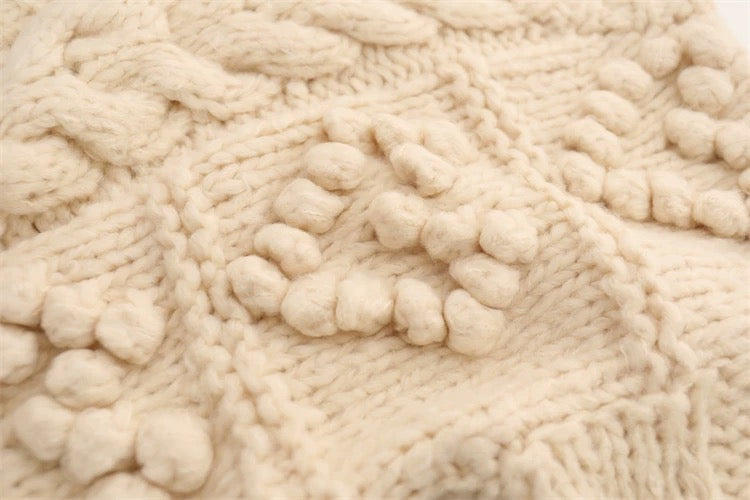 MMC European heavy industry French stick stitch pixel love round neck thickened long-sleeved sweater sweater jacket top for women