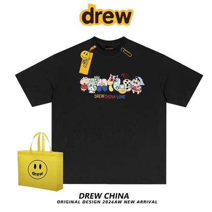 drew American trendy brand Crayon Shin-chan interesting printed short-sleeved T-shirt for men and women casual loose bf couple half-sleeved tee