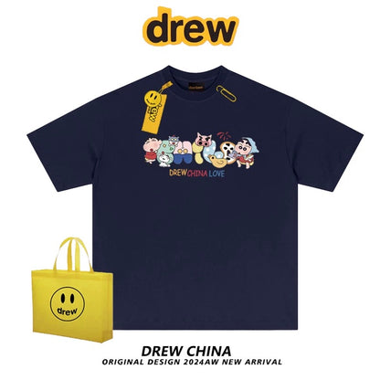 drew American trendy brand Crayon Shin-chan interesting printed short-sleeved T-shirt for men and women casual loose bf couple half-sleeved tee