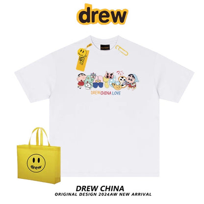drew American trendy brand Crayon Shin-chan interesting printed short-sleeved T-shirt for men and women casual loose bf couple half-sleeved tee
