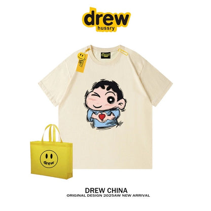 drew American trendy brand Crayon Shin-chan cartoon short-sleeved T-shirt for men and women summer casual loose couple wear fashion tee