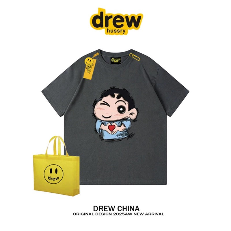 drew American trendy brand Crayon Shin-chan cartoon short-sleeved T-shirt for men and women summer casual loose couple wear fashion tee