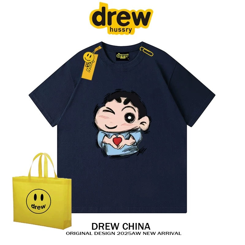 drew American trendy brand Crayon Shin-chan cartoon short-sleeved T-shirt for men and women summer casual loose couple wear fashion tee
