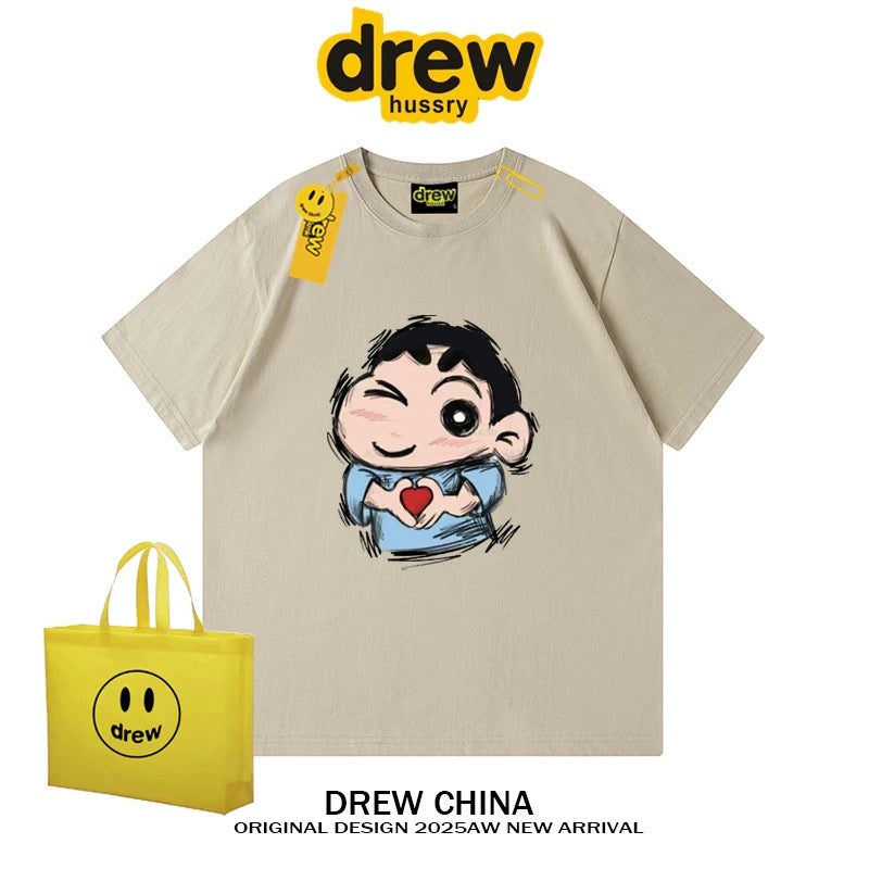 drew American trendy brand Crayon Shin-chan cartoon short-sleeved T-shirt for men and women summer casual loose couple wear fashion tee