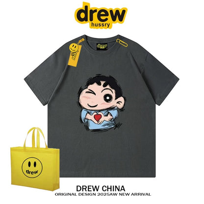 drew American trendy brand Crayon Shin-chan cartoon short-sleeved T-shirt for men and women summer casual loose couple wear fashion tee