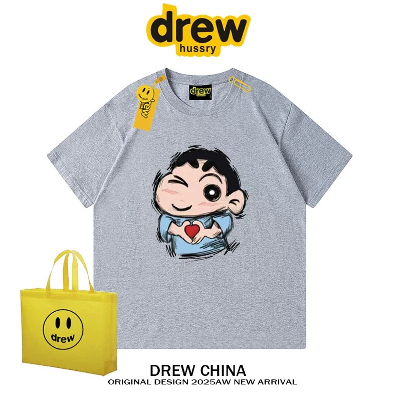 drew American trendy brand Crayon Shin-chan cartoon short-sleeved T-shirt for men and women summer casual loose couple wear fashion tee