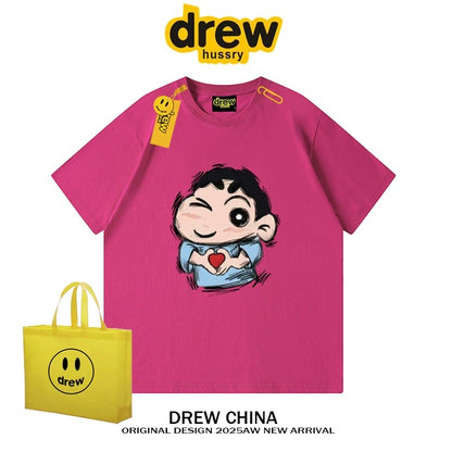 drew American trendy brand Crayon Shin-chan cartoon short-sleeved T-shirt for men and women summer casual loose couple wear fashion tee