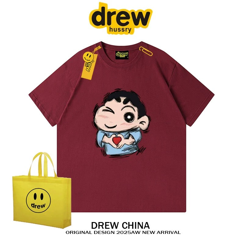 drew American trendy brand Crayon Shin-chan cartoon short-sleeved T-shirt for men and women summer casual loose couple wear fashion tee