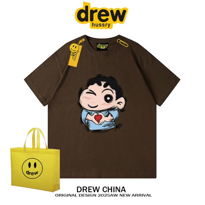 drew American trendy brand Crayon Shin-chan cartoon short-sleeved T-shirt for men and women summer casual loose couple wear fashion tee
