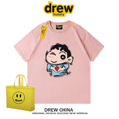 drew American trendy brand Crayon Shin-chan cartoon short-sleeved T-shirt for men and women summer casual loose couple wear fashion tee