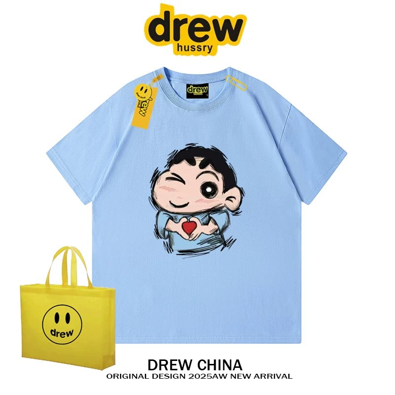 drew American trendy brand Crayon Shin-chan cartoon short-sleeved T-shirt for men and women summer casual loose couple wear fashion tee