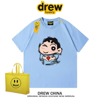 drew American trendy brand Crayon Shin-chan cartoon short-sleeved T-shirt for men and women summer casual loose couple wear fashion tee