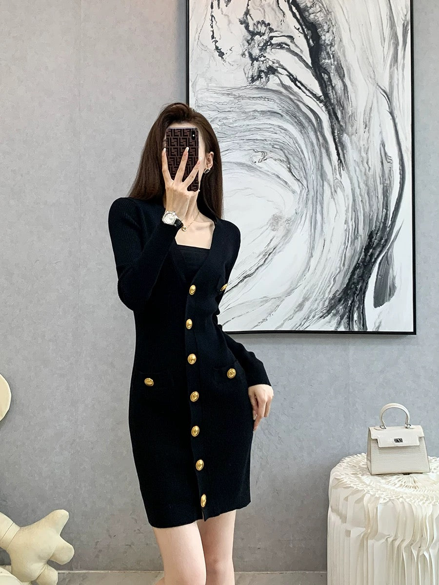 High-end hip-hugging bottoming skirt for women 2024 spring and autumn new style French temperament light and sophisticated style knitted dress