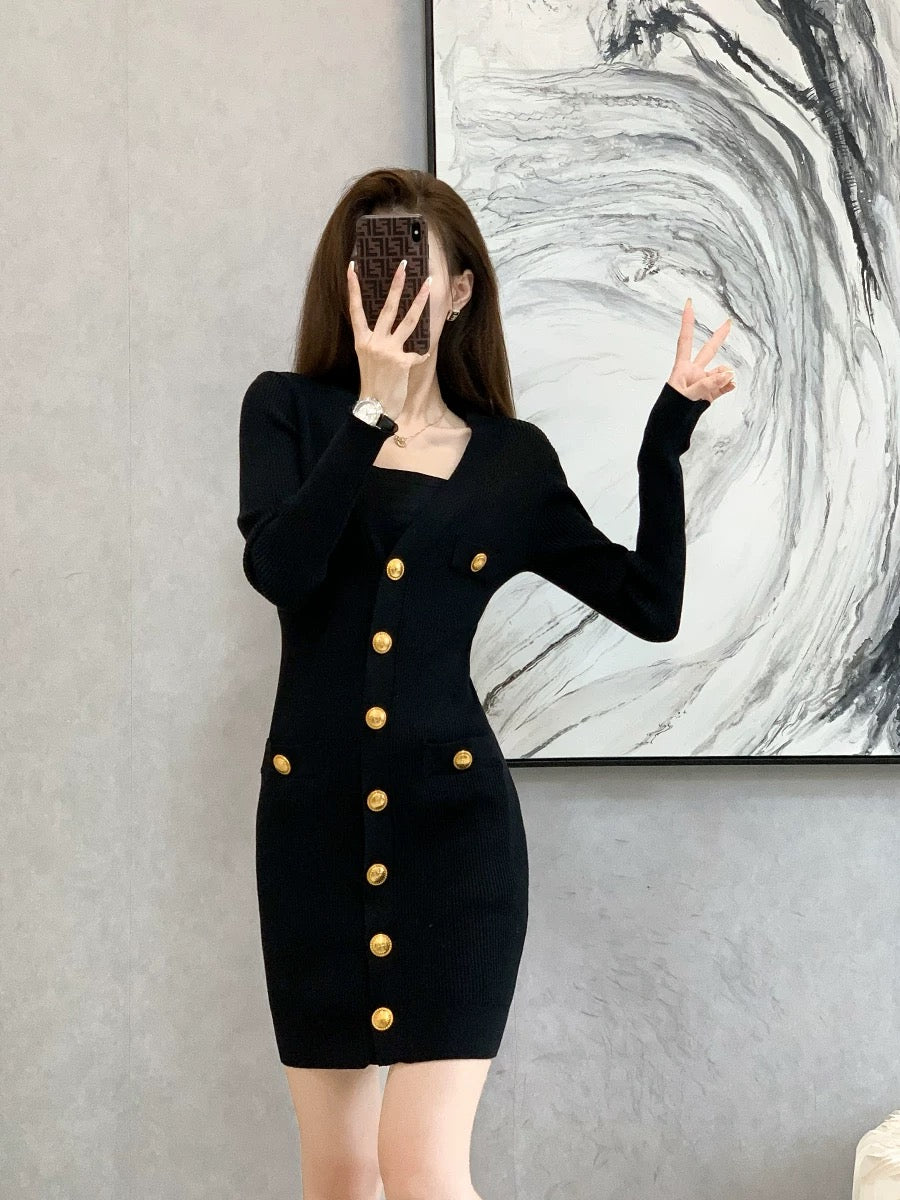 High-end hip-hugging bottoming skirt for women 2024 spring and autumn new style French temperament light and sophisticated style knitted dress