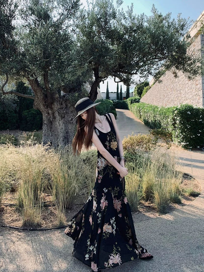 Angelababy/26SS French-style elegant and sophisticated floral print slimming slip dress for women