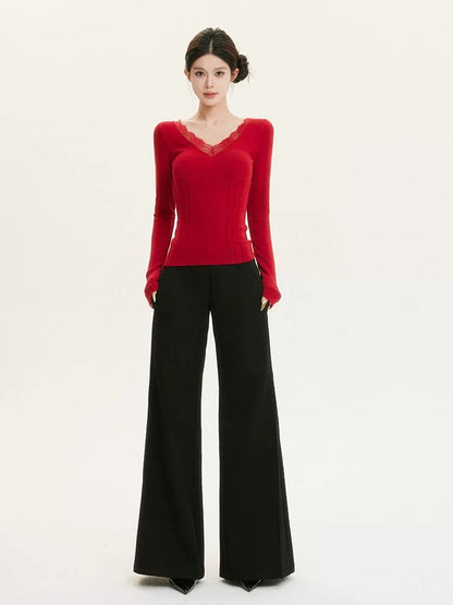 cchun Junko Design lace slimming bottoming back lace v-neck bottoming for autumn and winter