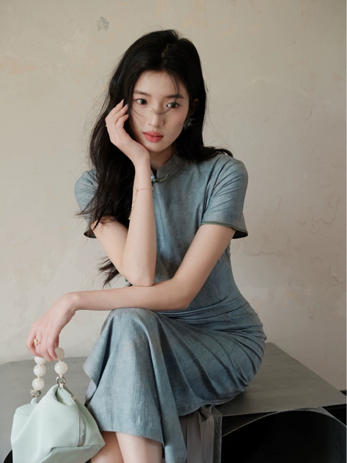 TYANG【Qingyun】National style new Chinese style improved Republic of China literary and artistic plate button stand collar cheongsam dress for women