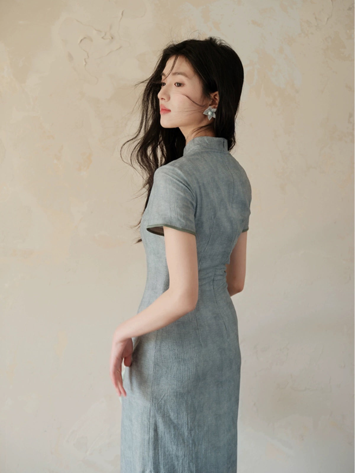 TYANG【Qingyun】National style new Chinese style improved Republic of China literary and artistic plate button stand collar cheongsam dress for women