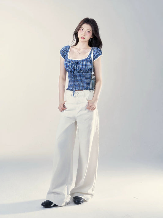 A Little Wild Berry [New discount on 5/01 20:00 If you like it, please add it to the cart first] Plaid short-sleeved T-shirt for women in summer