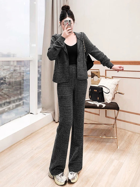 Casual sports suit women's 2025 new autumn and winter two-piece sweatshirt trousers work and commuting suit