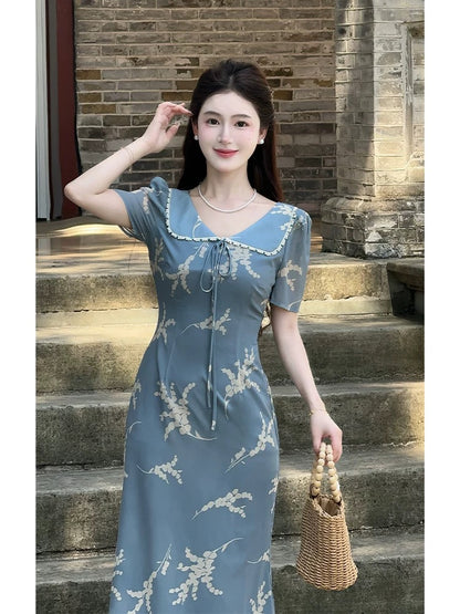 LILI Li Lijia [Letter from the Island] French holiday style long skirt 2025 summer new floral fishtail dress
