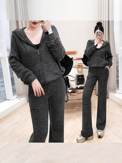 Casual sports suit women's 2025 new autumn and winter two-piece sweatshirt trousers work and commuting suit