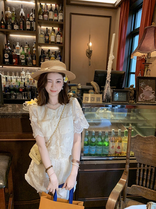 Fish Rabbit's Rabbit Temperament Wear A Complete Set of Crocheted Shorts Suit Women's 2024 Summer New Two-piece Set