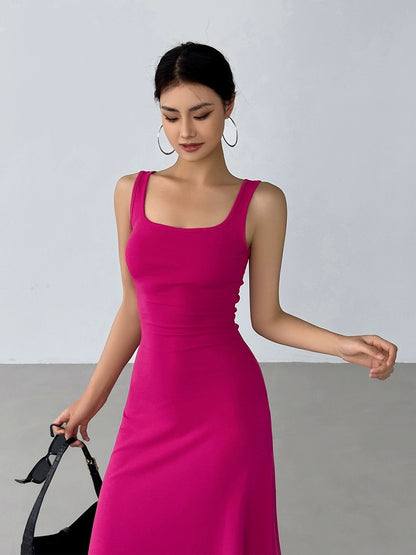 European and American style wide shoulder strap dress for women summer long hot girl slim and tight casual tube top hip camisole dress