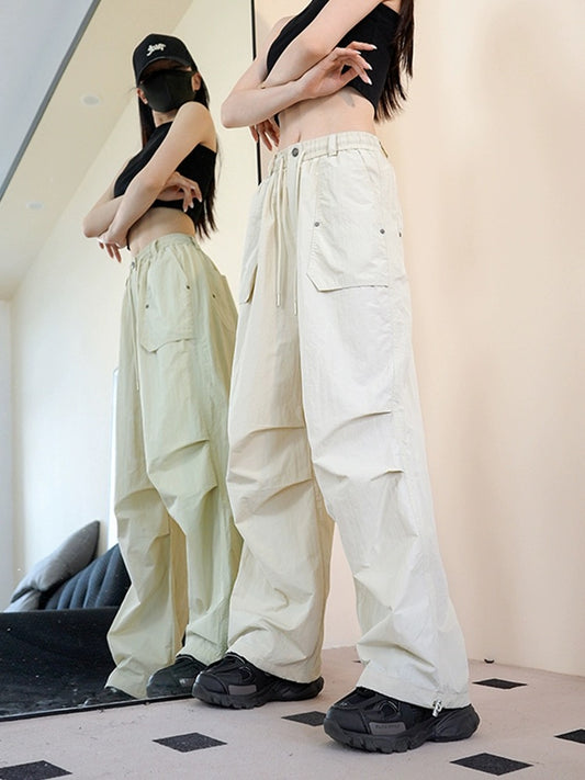 American Thin Overalls Women's 2024 Summer New Style Loose Design Temperament Summer Sports and Leisure Wide Leg Pants