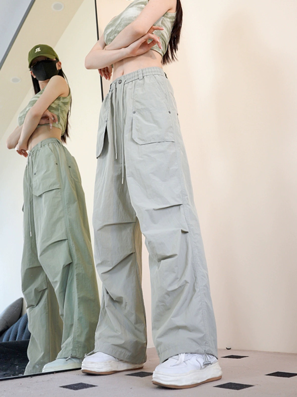 American Thin Overalls Women's 2024 Summer New Style Loose Design Temperament Summer Sports and Leisure Wide Leg Pants