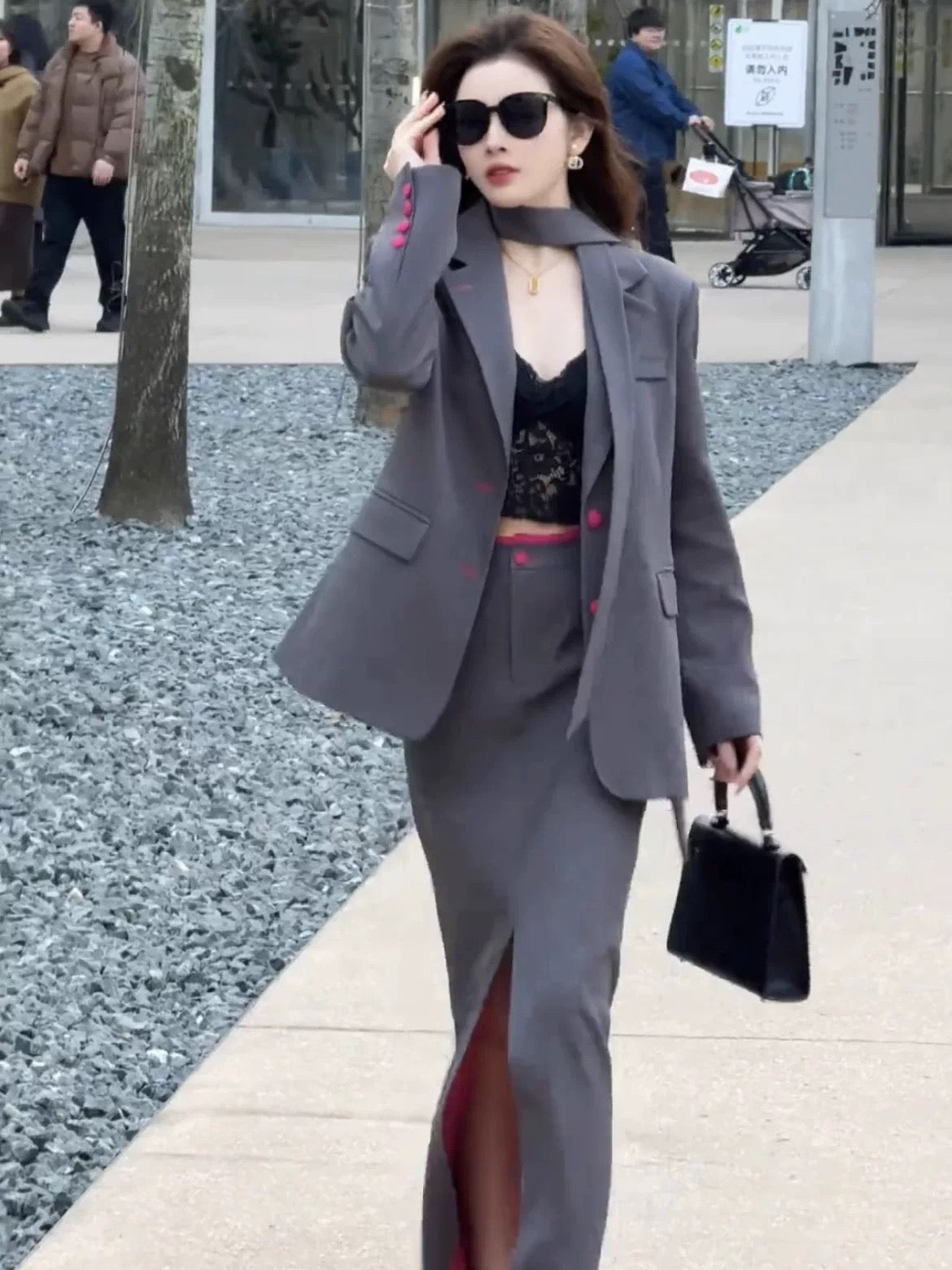 High-end casual suit for women 2025 spring new loose slim suit jacket skirt two-piece suit