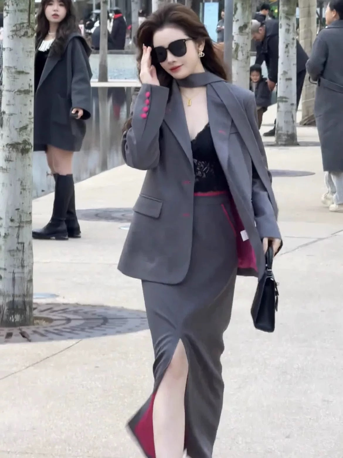 High-end casual suit for women 2025 spring new loose slim suit jacket skirt two-piece suit