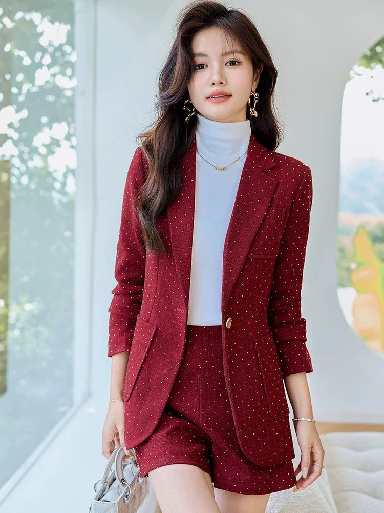 Gray suit suit for women 2024 autumn new style small casual professional wear temperament suit shorts two-piece set