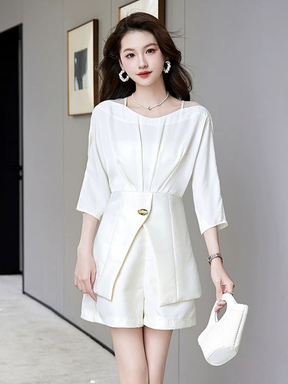 Workplace European style small fragrance suit for women 2024 summer new temperament age-reducing versatile foreign style shorts two-piece set trendy