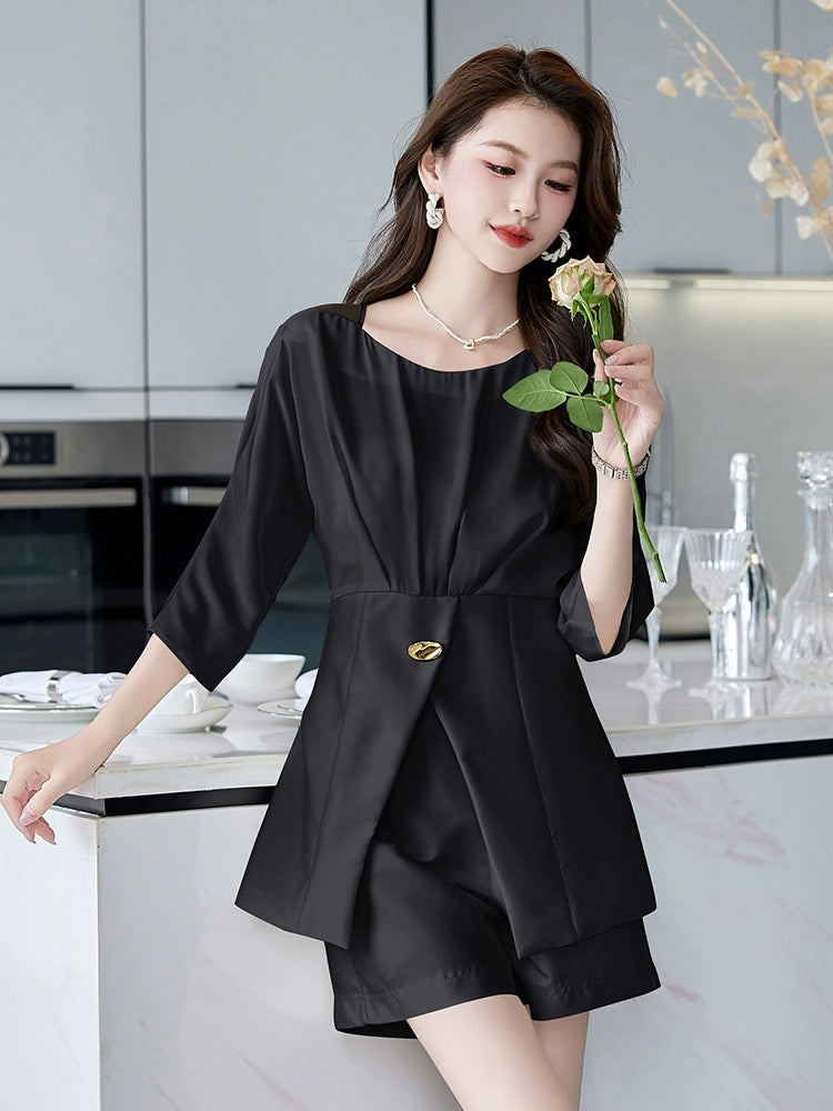 Workplace European style small fragrance suit for women 2024 summer new temperament age-reducing versatile foreign style shorts two-piece set trendy