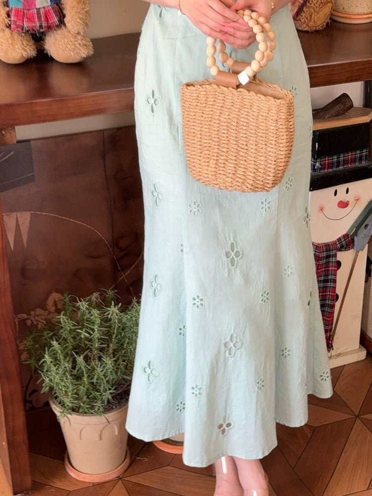 LILI Li Lijia [Mint Summer] French lace dress 2025 summer new mint mambo green dress