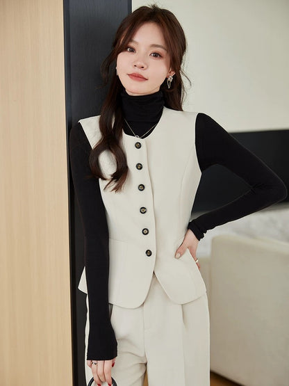 Vest suit suit for women 2024 new early autumn outfit complete set of temperament and high-end sense coffee color is popular this year