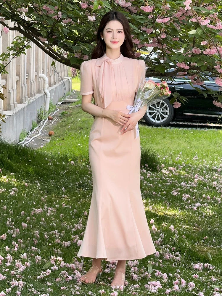 LILI Li Lijia [Romantic Encounter] Korean Gentle Style Long Skirt 2025 Summer New Goddess Pink Fishtail Skirt