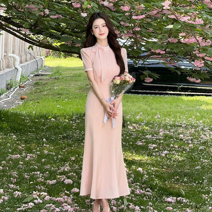 LILI Li Lijia [Romantic Encounter] Korean Gentle Style Long Skirt 2025 Summer New Goddess Pink Fishtail Skirt