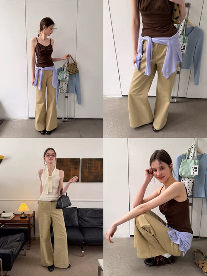 EGGKA versatile, simple high-waisted straight-leg casual pants for spring and summer, flattering and slimming.