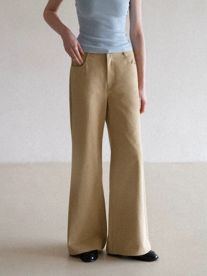 EGGKA versatile, simple high-waisted straight-leg casual pants for spring and summer, flattering and slimming.