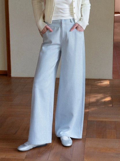 [In Stock] EGGKA High-Waisted Versatile Wide-Leg Casual Pants for Women, Spring Loose Straight Leg Commuting Style, Elegant Flowing Long Pants
