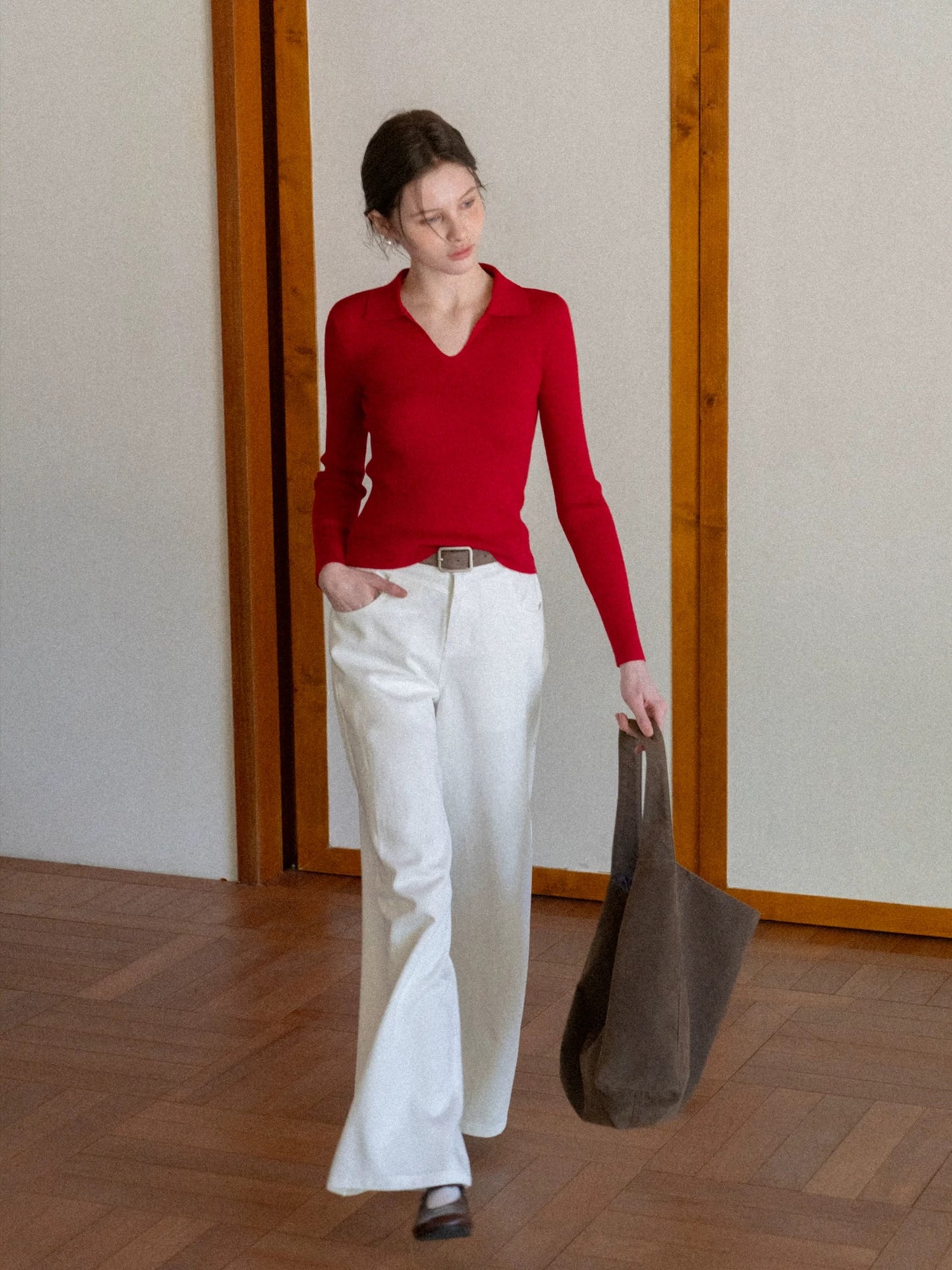 [In Stock] EGGKA High-Waisted Versatile Wide-Leg Casual Pants for Women, Spring Loose Straight Leg Commuting Style, Elegant Flowing Long Pants