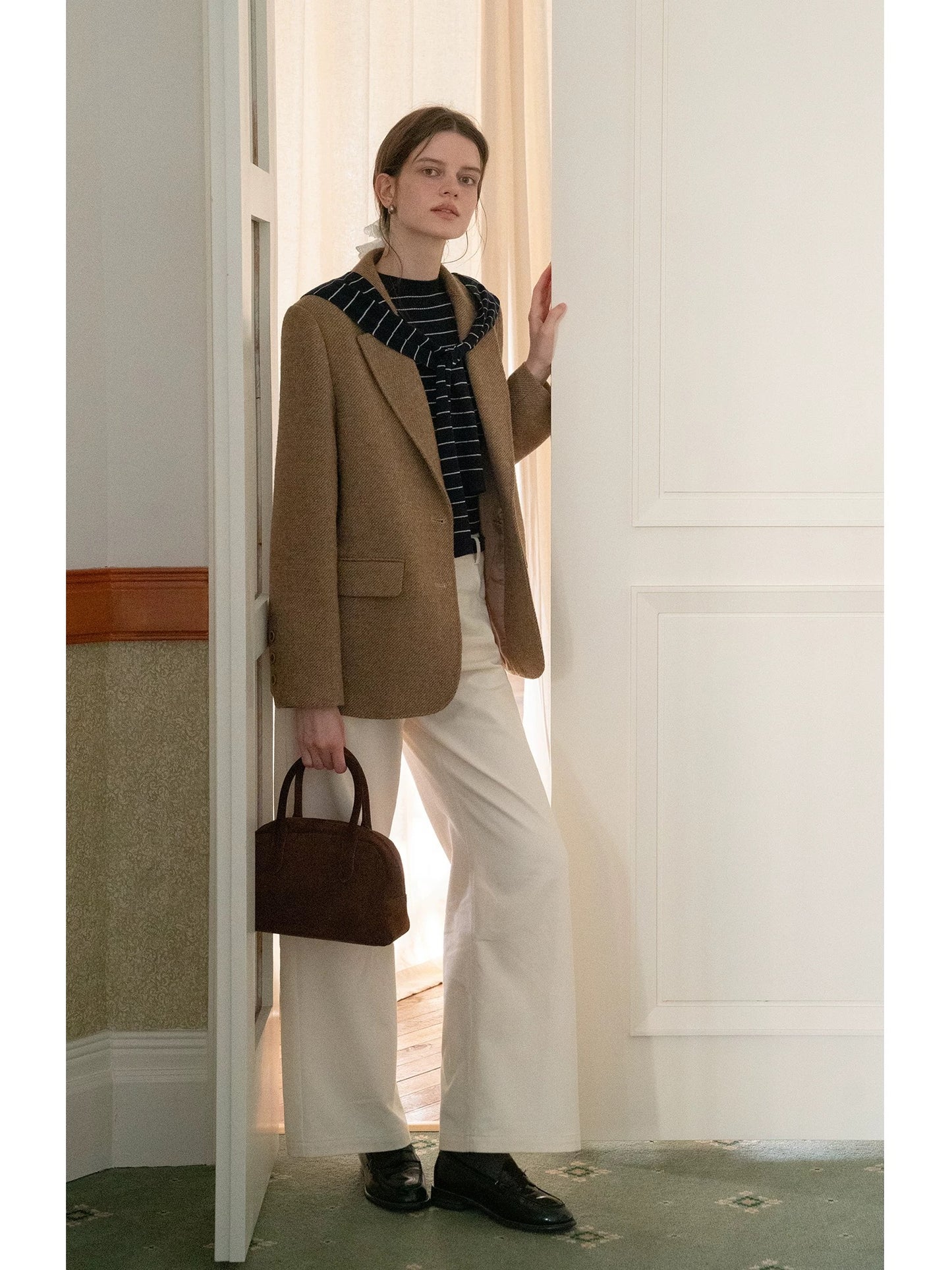 [In Stock, 65% Off] EGGKA Straight Leg Slimming Casual Pants, High Waist, Simple, Commuting Style, Loose Wide Leg Trousers