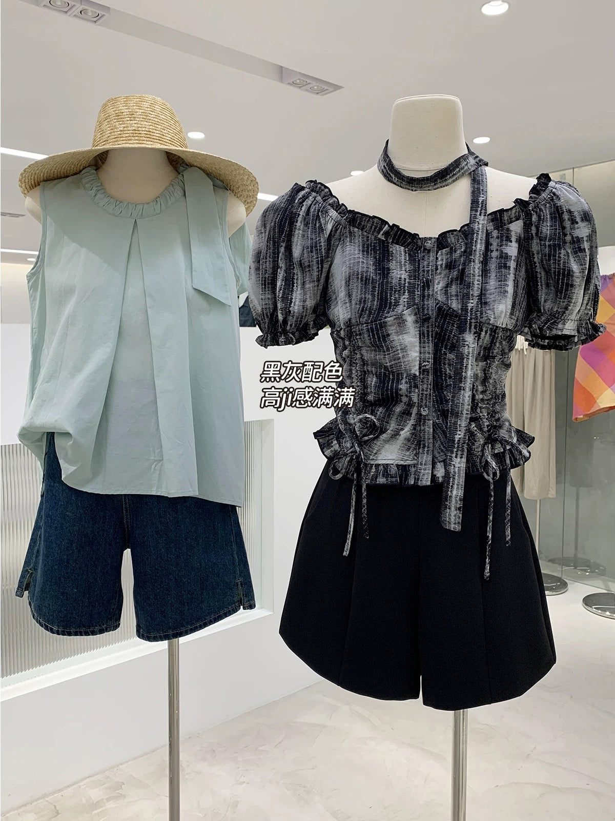 Clearance sale, no refunds or exchanges! Off-shoulder puff sleeves, slim waisted shirt, fashionable top Q03