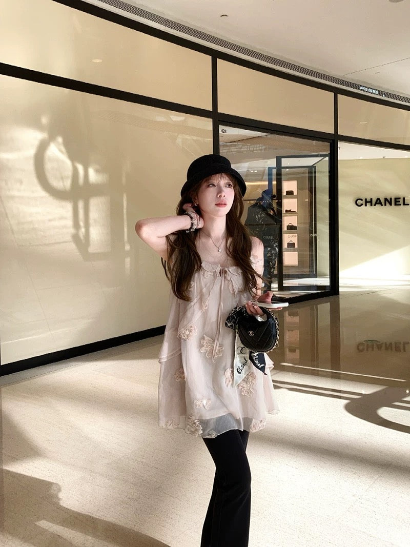 [In Stock] Exquisitely Beautiful Custom-Made Sequined Multi-Layer Petal Lace Camisole for Women